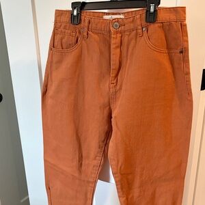 Barrel Cut Molly Green Boutique Womens Orange High-Waisted Jeans Size M